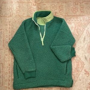 Aerie Green Sherpa Quarter Zip